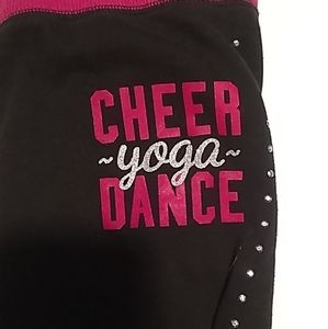 Cheer black sweatpants with pink ascents